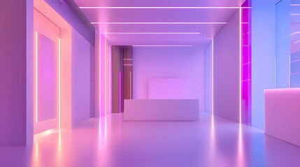Vivid neon futuristic podium background. Cyber Monday promotions and online shopping mockup content. Retail sales events