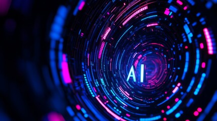 AI logo with the letters 'AI' in bold, Technology, Blue Tone