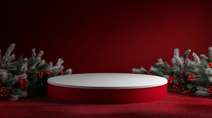 Blank Christmas Podium Stage for Holiday Display
