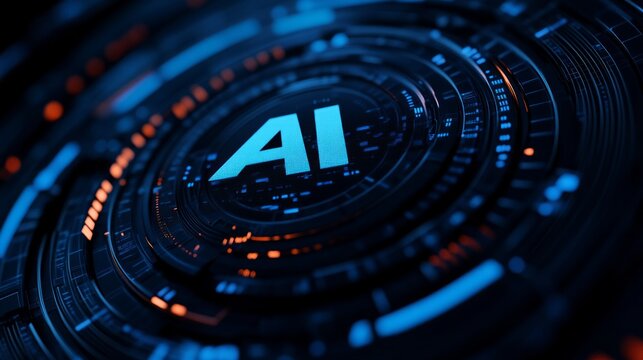 AI logo with the letters 'AI' in bold, Technology, Blue Tone