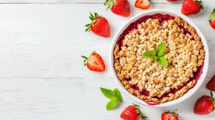 Fresh Strawberry Crumble with Mint Garnish