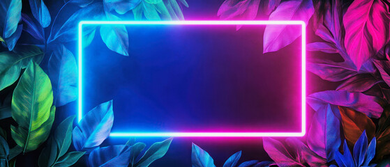 Vibrant neon plant background banner with colorful foliage creating a lively and energetic atmosphere for creative projects