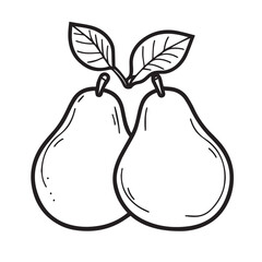 Pears In cartoon, hand-drawn flat style. image for social media, websites and UI. Isolated 2D vector design in logo, icon, sketch style, simple line vector, single color. AI Generative Art.