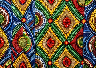 Fototapeta premium Vibrant African Cotton Fabric Texture – Colorful Patterns for Home Decor and Fashion