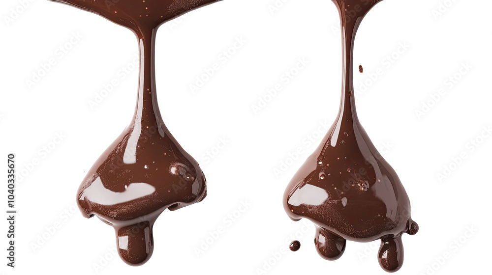 Poster chocolate drippings gracefully cascading in a white background setting generative ai