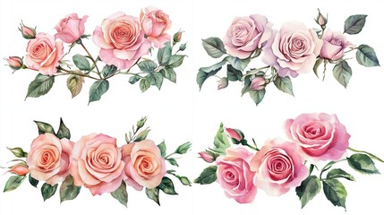  Elegant Vintage Pink Roses Bouquet Painting for Wall Art