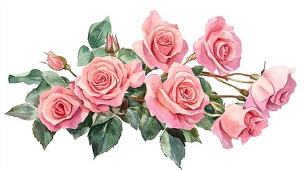  Elegant Vintage Pink Roses Bouquet Painting for Wall Art