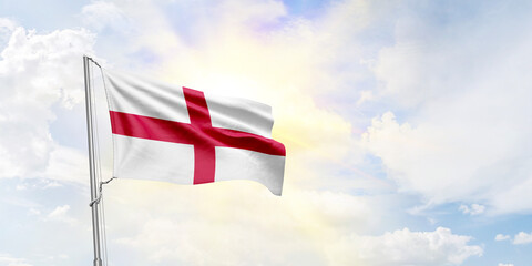 England flag waving on sky background. 3D Rendering