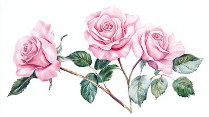  Elegant Vintage Pink Roses Bouquet Painting for Wall Art