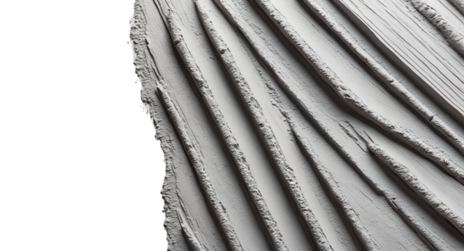 Monochrome abstract close-up of a textured surface with angular ridges and geometric patterns, creating a minimalist and structured design. Isolated from the background