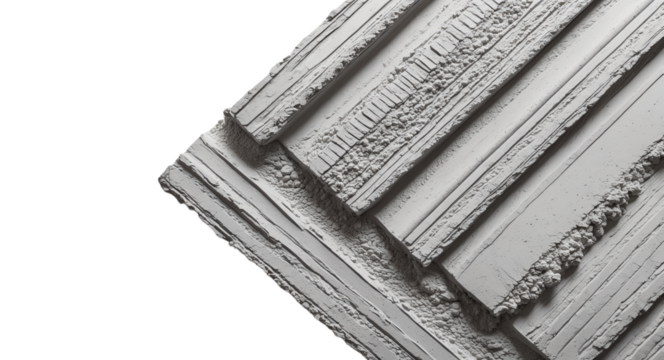 Monochrome abstract close-up of a textured surface with angular ridges and geometric patterns, creating a minimalist and structured design. Isolated from the background