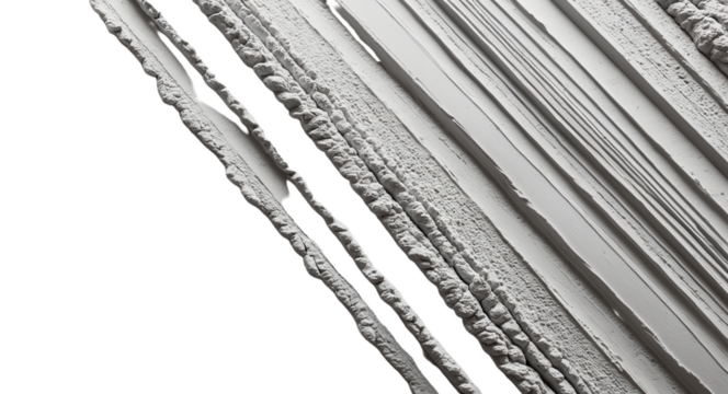 Monochrome abstract close-up of a textured surface with angular ridges and geometric patterns, creating a minimalist and structured design. Isolated from the background