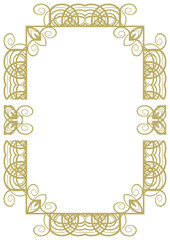 Vintage gold frame A4 format with original ornament. Decorative addition to certificate, wedding photo, title page or other. Version 4. Vector illustration