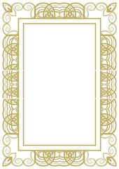 Vintage gold frame A4 format with original ornament. Decorative addition to certificate, wedding photo, title page or other. Version 3. Vector illustration