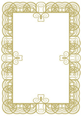 Vintage gold frame A4 format with original ornament. Decorative addition to certificate, wedding photo, title page or other. Version 5. Vector illustration