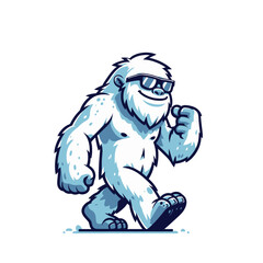 Fototapeta premium Mysterious beast modern style cool yeti with sunglasses sports logo mascot