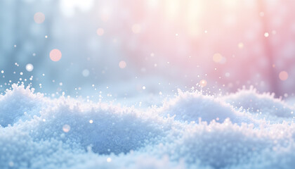 Snow texture with soft light and sparkling effects creating a dreamy winter atmosphere
