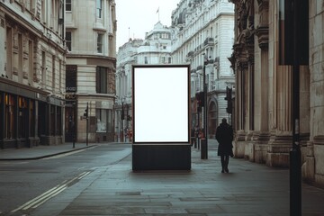 a london street pavement advertising board, we see the advertising board front, straight on, the board is blank white --ar 3:2 --style raw --v 6.1 Job ID: cc6b7fd0-93bb-43d0-bc46-5e23e14912f7