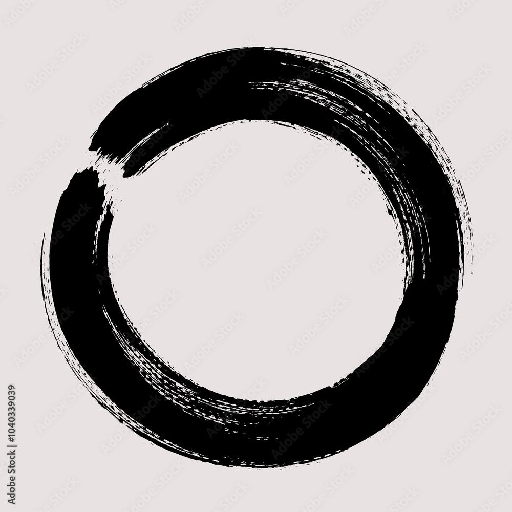 Aufkleber broken circle brush stroke vector. painted enso ring frame. abstract textured text box. grunge desig