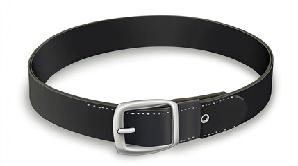 Black belt with silver buckle on a white background