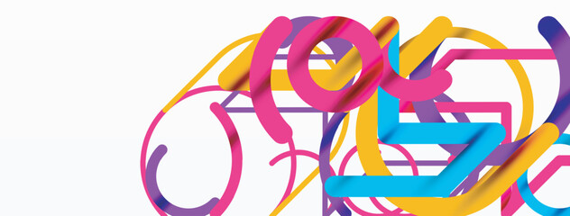 Abstract background. Circles and colorful round shape lines. Linear geometric minimal design