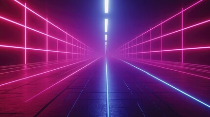 Retro synthwave background with neon laser grids, ideal for futuristic or retro-themed designs