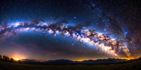 Naklejka premium Spectacular image of the Milky Way galaxy in a night sky , stars, space, universe, astronomy, astrophotography