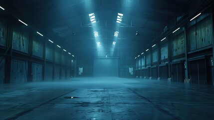 Fototapeta premium an empty factory warehouse, Generative Ai 