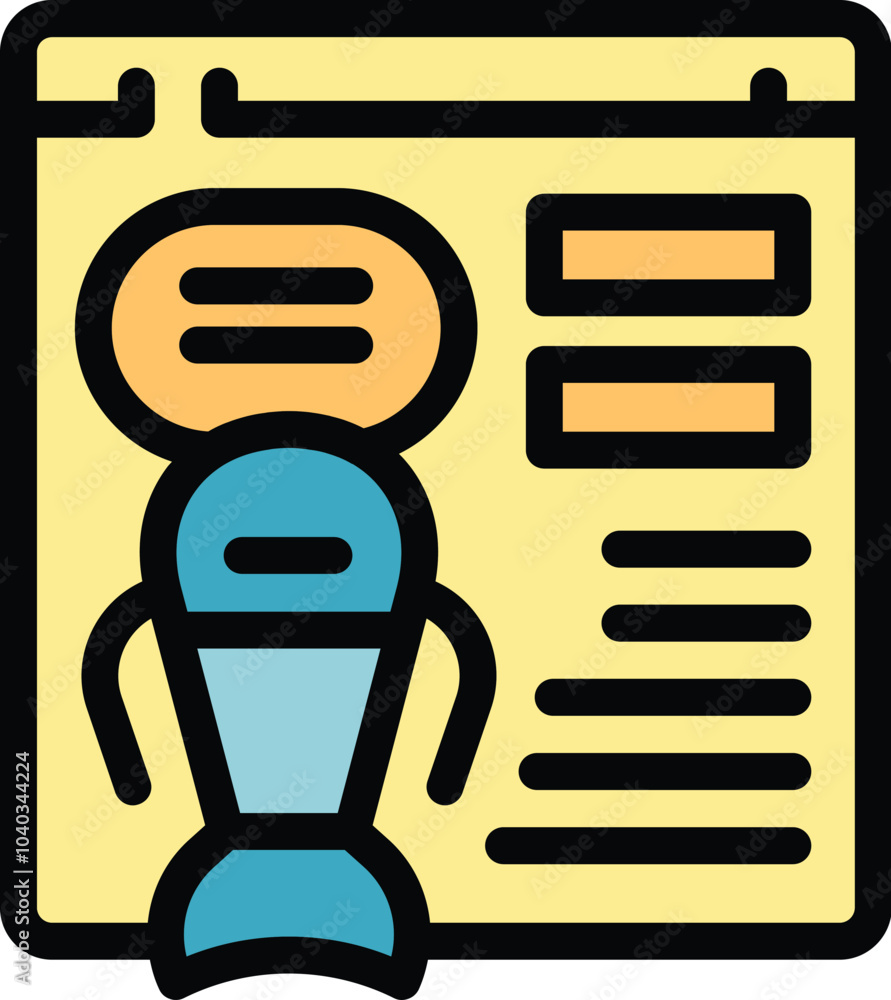 Poster this colorful icon depicts a chatbot communicating on a website interface with a speech bubble