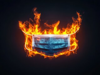 Obraz premium Mask in flames, dramatic isolation