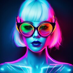 Party girl in a neon costume