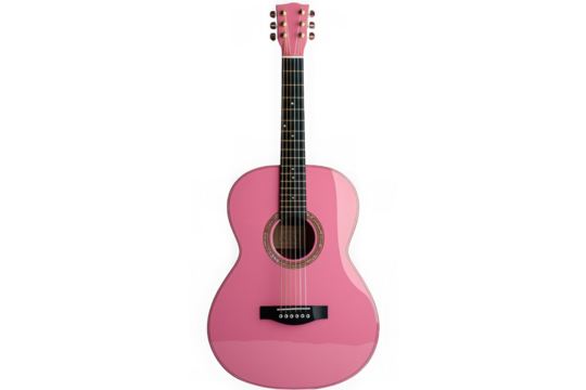 Pink acoustic guitar isolated on transparent background, png file, no background png file - Powered by Adobe