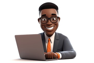 Laptop computer portrait cartoon.