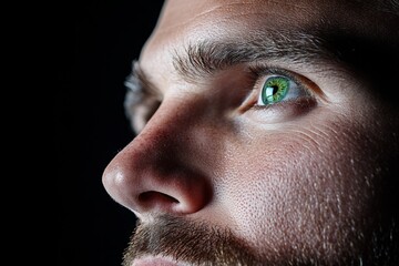 Close-up of a thoughtful face, with the focus on the eyes, representing introspection, logic, and the importance of thinking for oneself