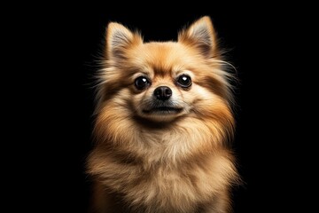 Obraz premium Small brown dog on black background