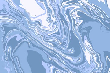 Fluid art texture. Background with abstract mixing paint effect. Liquid acrylic picture that flows and splashes. Mixed paints for interior poster. Blue white and gray overflowing colors. Soft colors.