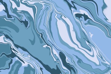 Swirly abstract liquid background. Full frame, textures abstract gradient ash blue glowing wave background. Fluid liquid backdrop copy space. Swirling distorted artistic display of fluid motion effect