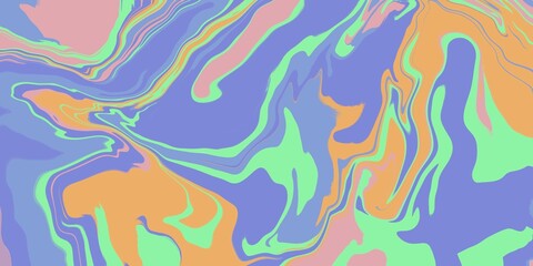 Swirly abstract liquid background. Full frame textures abstract retro muted pastel glowing wave background. Fluid liquid backdrop copy space. Swirling distorted artistic display of fluid motion effect