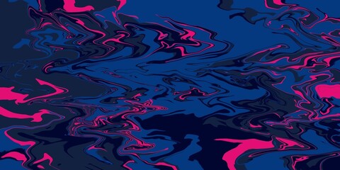 Retro black dark pink and deep blue liquid wavy marble gradient background with liquify texture. Template design presentation. Artistic paint mixing, splash of colors. Mixed.