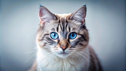 Obraz premium Beautiful cat with striking blue eyes , Cat, blue eyes, feline, pet, domestic animal, stunning, elegant, fluffy, cute