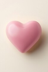 Fototapeta premium Cute pink heart-shaped object on a soft cream background.