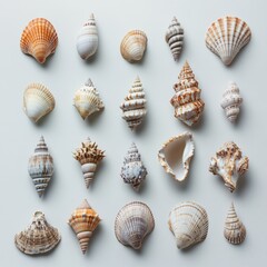 Set of a scientific arrangement of seashells