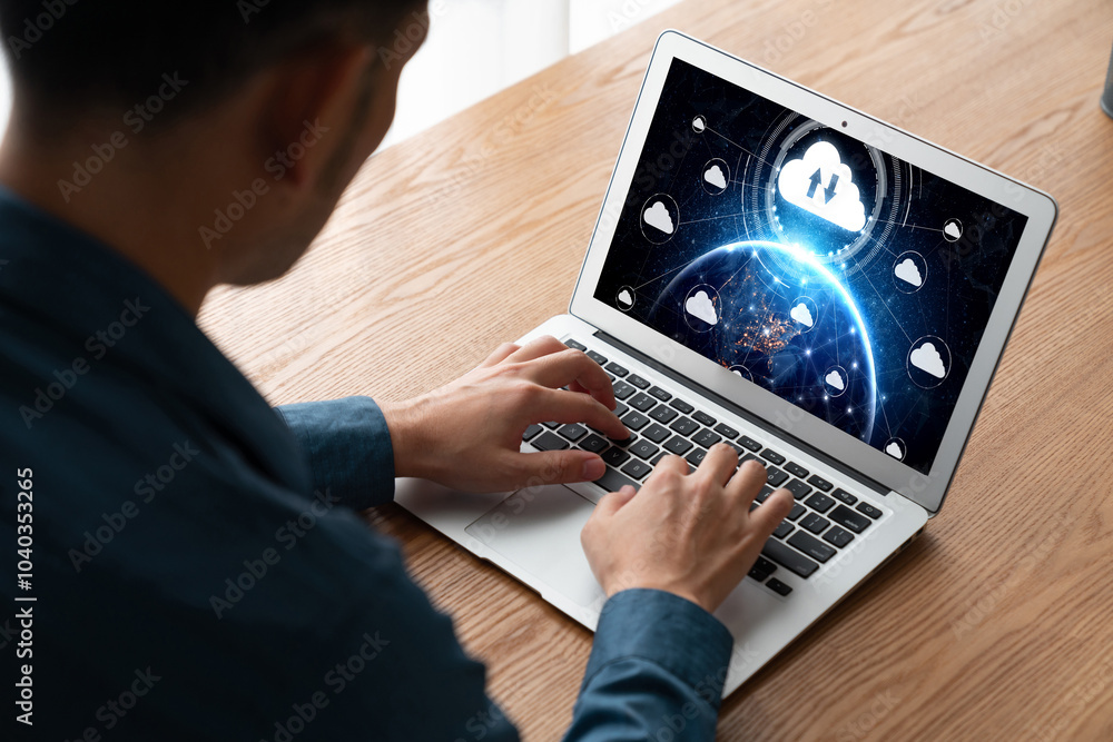Poster cloud computing software for modish remote work and personal data storage