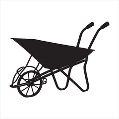 Metal Wheelbarrow silhouette on white background
