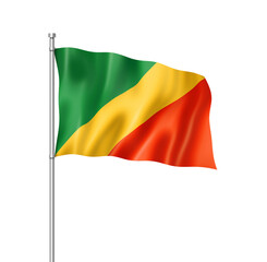 Congolese flag isolated on white