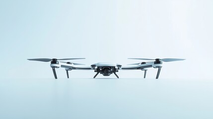 A state-of-the-art drone with propellers extended, positioned against a minimalistic backdrop, Futuristic style