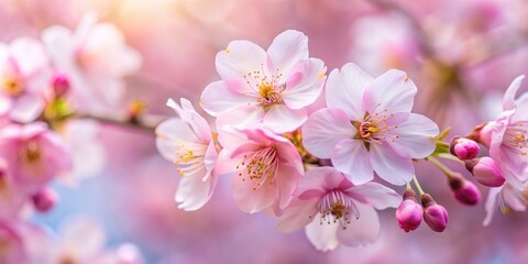 Fototapeta premium Close-up shot of delicate sakura blossom with soft pink petals , cherry blossom, spring, blooming