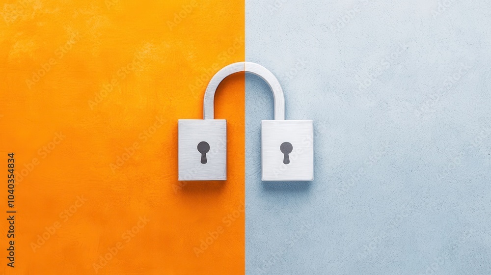 Aufkleber secure digital lock concept on split screen background