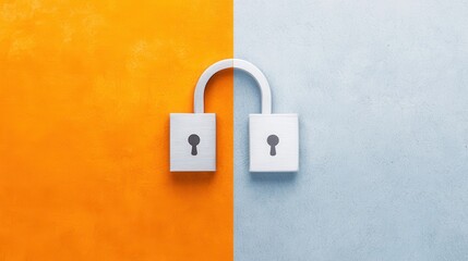 Fototapeta premium Secure Digital Lock Concept on Split Screen Background