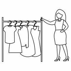 The girl sells clothes.